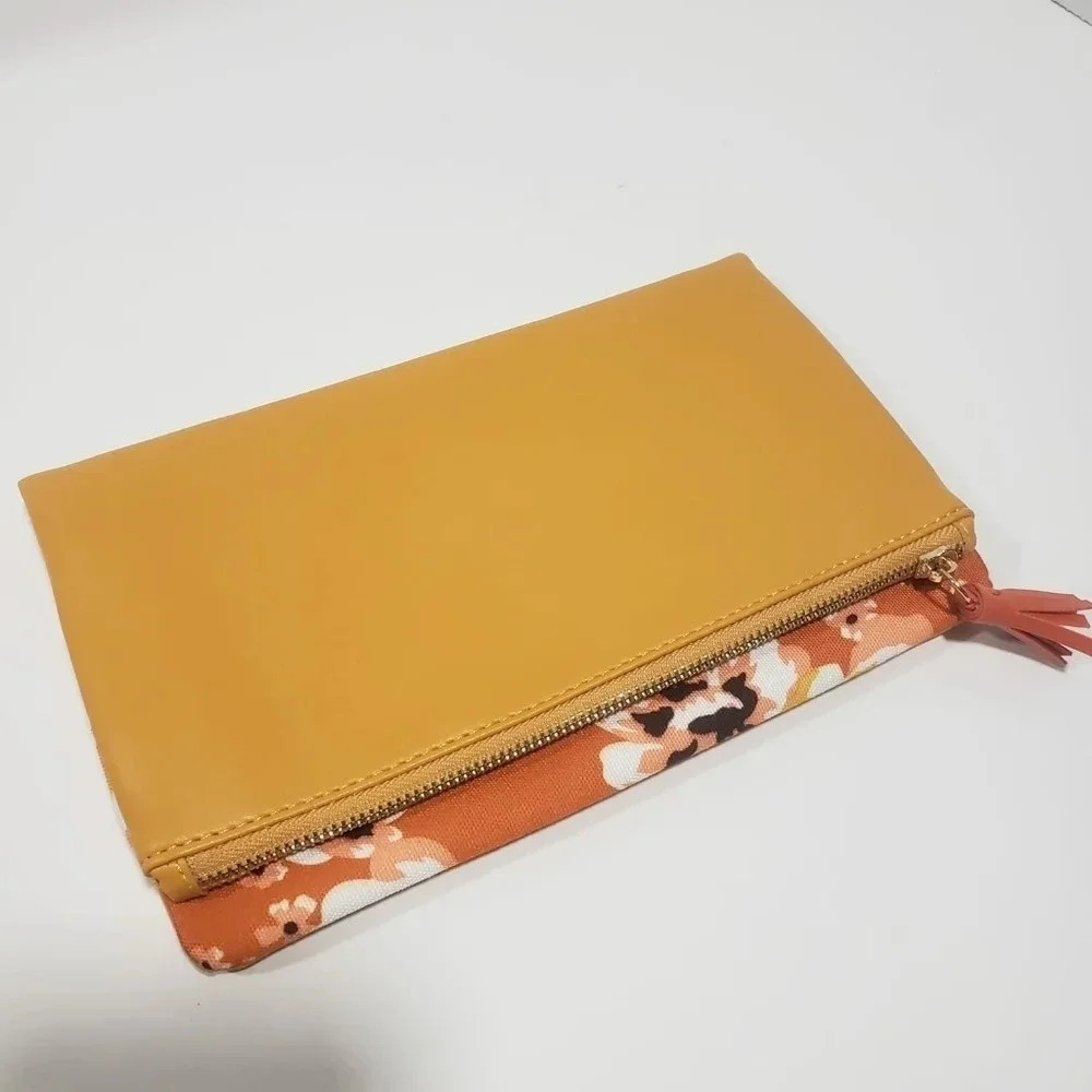 Rachel Pally Clutch Reversible Zipper Tassel Fold Over Clutch, Orange/Gold.